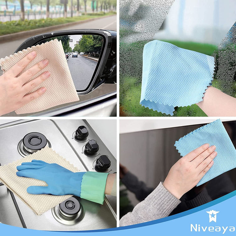 Niveaya Nano Streak Free Miracle Cleaning Cloths - 12 Pack, Reusable Nanoscale Fish Scale Cleaning Cloth, Lint Free Cleaning Cloth for Glass, Dishes, Mirrors, Stainless Steel Appliances, Etc. Home & Garden > Household Supplies > Household Cleaning Supplies Niveaya   
