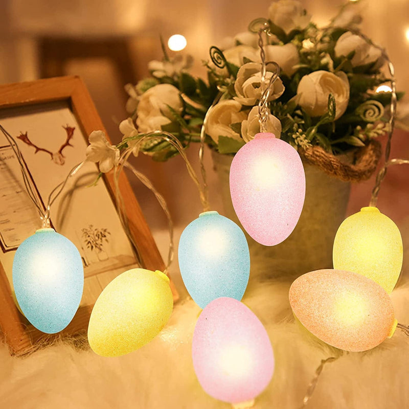 NJN 10FT 30LED Easter Eggs String Lights Battery Operated Fairy String Lights for Easter Decor Party Home Indoor Outdoor Garden Decorations (Color A) Home & Garden > Decor > Seasonal & Holiday Decorations NJN Color D  