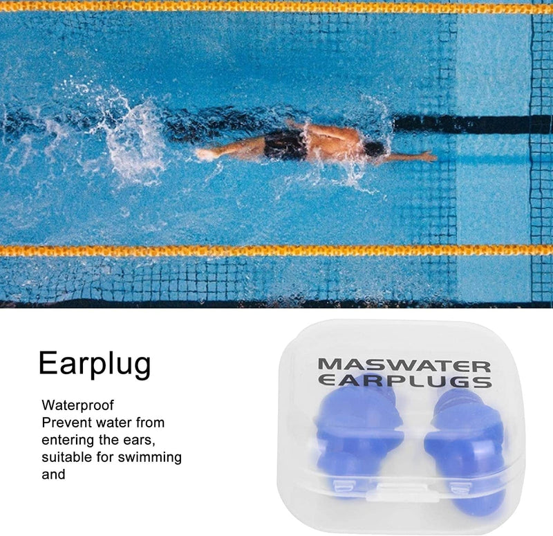 Noise Cancelling Earplugs, Swimming Ear Plugs Swimming Earplug Swim Ear Plugs Adults for Swimming Showering, Sleeping for Adults(Blue+Pp Box) Sporting Goods > Outdoor Recreation > Boating & Water Sports > Swimming Evonecy   