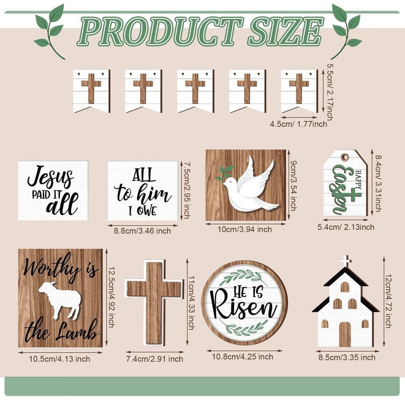 Nomeni 15 Pcs Easter Tiered Tray Decor Set Table Top Decor Farmhouse Wooden Block Signs Wood Crosss Decor for Easter Home Kitchen Decorations Home & Garden > Decor > Seasonal & Holiday Decorations Nomeni   