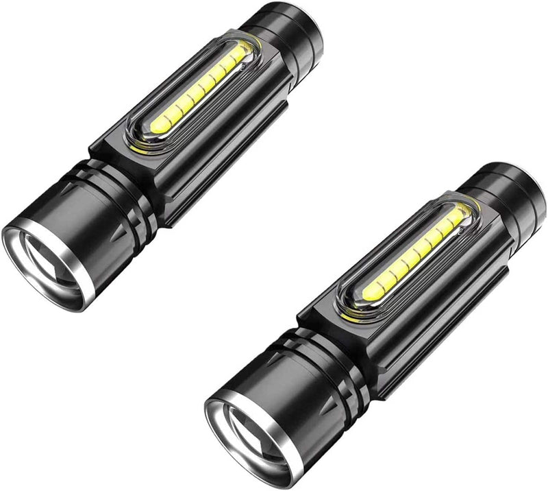 Nonelyba 2 Pack LED Torch,Mini Torches LED Super Bright Rechargeable Flashlight,Zoomable 5 Modes USB Emergency Lighting,For Camping, Hiking, Outdoor Hardware > Tools > Flashlights & Headlamps > Flashlights Nonelyba   