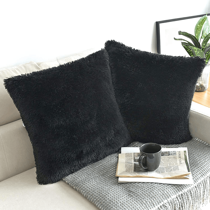 NordECO HOME Luxury Soft Fur Cushion Cover Pillowcase Decorative Dyed Throw Pillows Covers, No Pillow Insert, 16" x 16" Inch, White, 2 Pack Home & Garden > Decor > Chair & Sofa Cushions NordECO HOME   