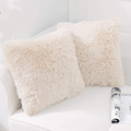 NordECO HOME Luxury Soft Fur Cushion Cover Pillowcase Decorative Dyed Throw Pillows Covers, No Pillow Insert, 16" x 16" Inch, White, 2 Pack Home & Garden > Decor > Chair & Sofa Cushions NordECO HOME D-beige 18" x 18" 