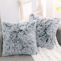 NordECO HOME Luxury Soft Fur Cushion Cover Pillowcase Decorative Dyed Throw Pillows Covers, No Pillow Insert, 16" x 16" Inch, White, 2 Pack Home & Garden > Decor > Chair & Sofa Cushions NordECO HOME N-black Ombre 18" x 18" 