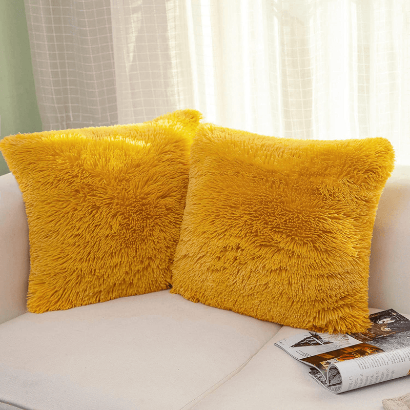 NordECO HOME Luxury Soft Fur Cushion Cover Pillowcase Decorative Dyed Throw Pillows Covers, No Pillow Insert, 16" x 16" Inch, White, 2 Pack Home & Garden > Decor > Chair & Sofa Cushions NordECO HOME X-ginger 18" x 18" 