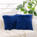 NordECO HOME Luxury Soft Fur Cushion Cover Pillowcase Decorative Dyed Throw Pillows Covers, No Pillow Insert, 16" x 16" Inch, White, 2 Pack Home & Garden > Decor > Chair & Sofa Cushions NordECO HOME L-sapphire Blue 22" x 22" 