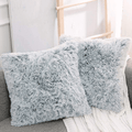 NordECO HOME Luxury Soft Fur Cushion Cover Pillowcase Decorative Dyed Throw Pillows Covers, No Pillow Insert, 16" x 16" Inch, White, 2 Pack Home & Garden > Decor > Chair & Sofa Cushions NordECO HOME Q-grey Ombre 22" x 22" 