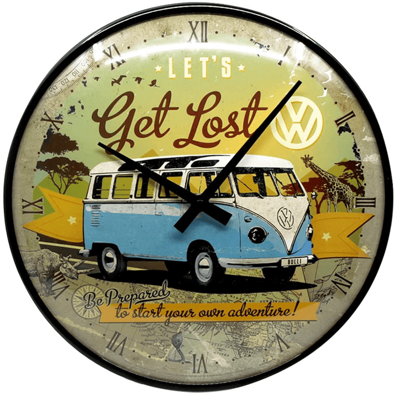Nostalgic-Art Retro Wall Clock, Volkswagen Bulli – Let's Get Lost – VW Bus Gift idea, Large Kitchen Decoration, Vintage Design, 12.2" Home & Garden > Decor > Clocks > Wall Clocks Nostalgic-Art   