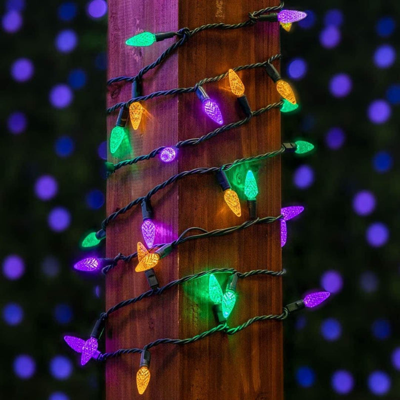 Novelty Lights 70 Light C6 LED Christmas Mini Light Set, Commercial Grade Outdoor String Lights, Yellow/Purple/Green, Green Wire, 24 Feet Home & Garden > Lighting > Light Ropes & Strings Novelty Lights   