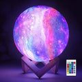 NSL Lighting Moon Lamp Lava Lamp Night Light Galaxy Lamp16 LED Colors with Wooden Stand & Remote/Touch Control and USB Rechargeable Gifts for Girls Boys Women Birthday Anniversary 5.9 Inch Home & Garden > Lighting > Night Lights & Ambient Lighting Cuieed Large, 7.1 inch  