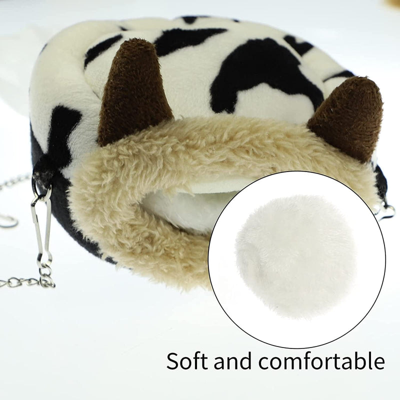 Nuatpetin Hamster Bed Hideout, Cow Print Small Animal Cave House Warm Sleeping Nest with Washable Soft Mat, Cozy Mini Pet Hanging Hammock Habitat Cage Accessories for Dwarf Hamsters Squirrels Mouse Animals & Pet Supplies > Pet Supplies > Bird Supplies > Bird Cages & Stands Nuatpetin   