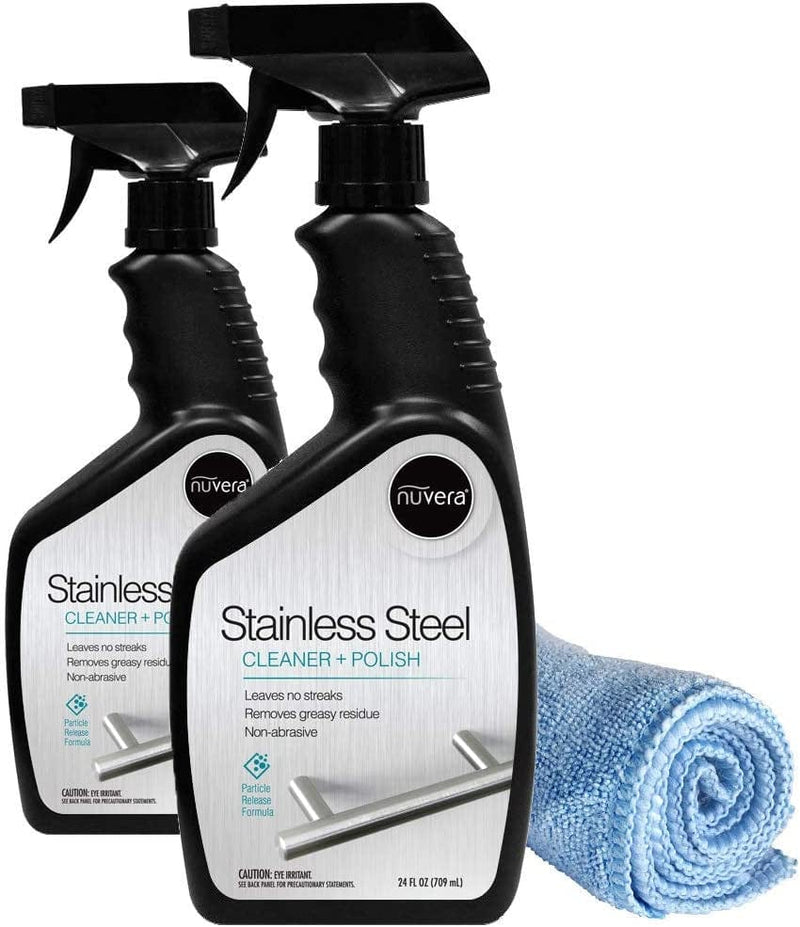 Nuvera Stainless Steel Cleaner and Polish W/Microfiber Cloth - 24 Ounce (2 Pack) Easy Cleaning Method for Appliances - Removes Tough Soil and Fingerprints on Refrigerator, Grills, Sink, Etc. Home & Garden > Household Supplies > Household Cleaning Supplies Nuvera   