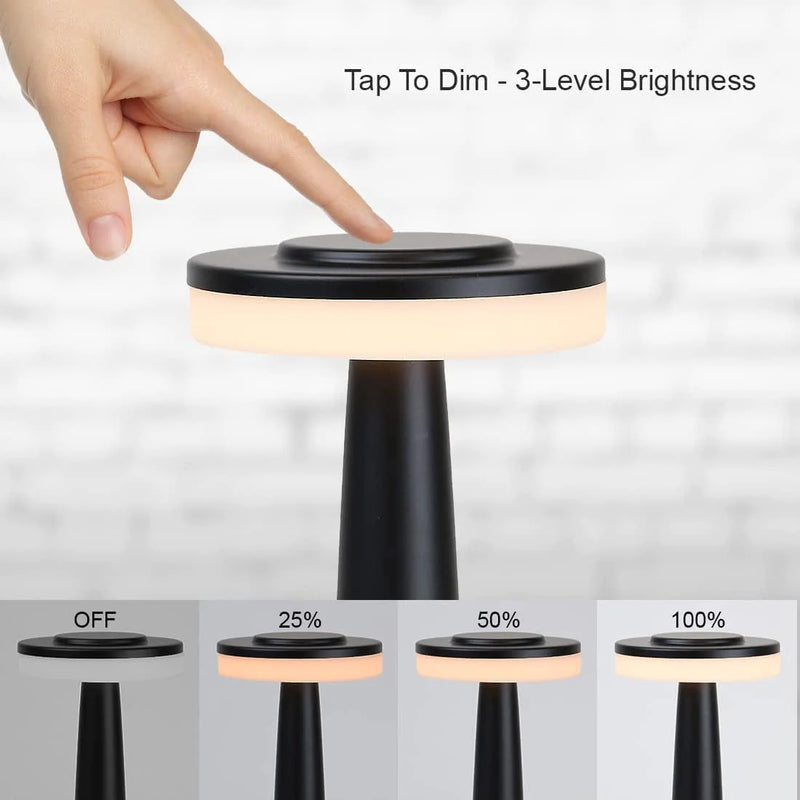 O’Bright Portable LED Table Lamp with Touch Sensor, 3-Levels Brightness, Rechargeable Battery up to 48 Hours Usage, Night Light for Kids Nursery, Nightstand Lamp, Bedside Lamp (Matte Black)