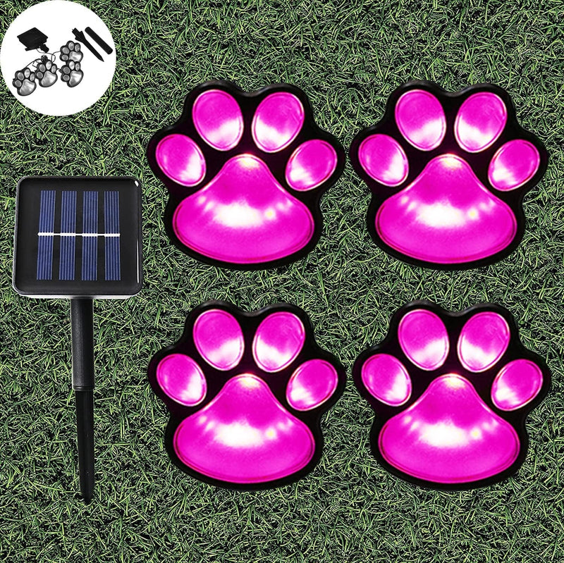 Obrecis Outdoor LED Solar Paw Print Lights, Garden Dog Cat Paw Print Decor Lamp, Solar Dog Cat Animal Paw Print Lights (Solar Paw) Home & Garden > Lighting > Lamps Langfu Pink  