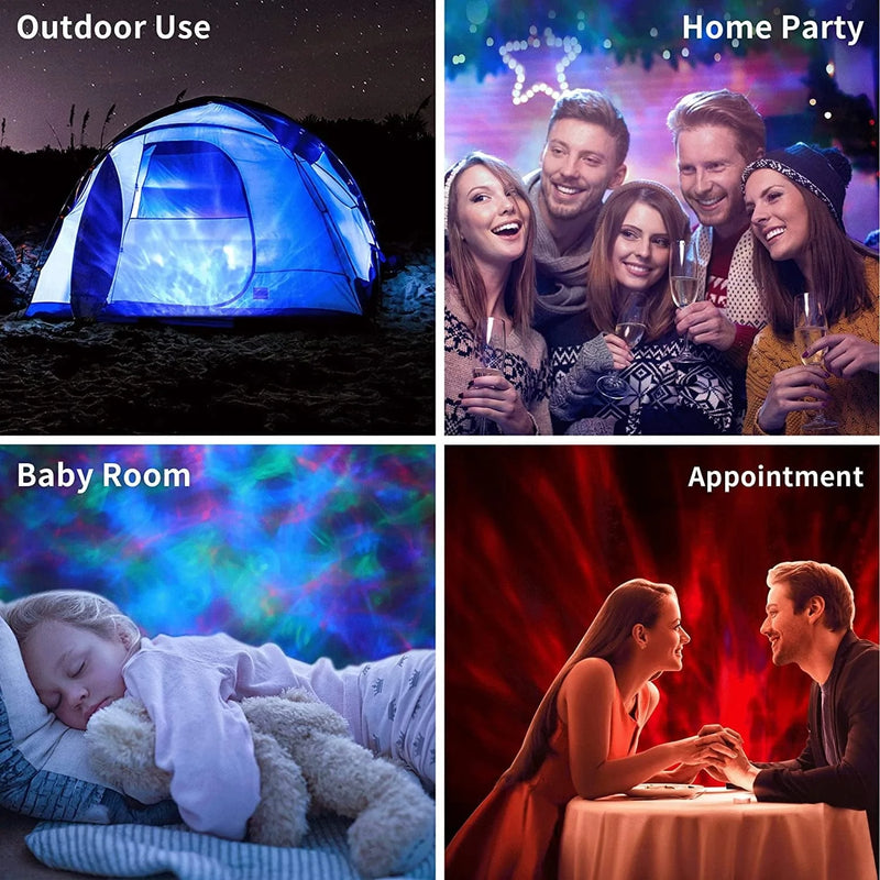 Ocean Wave Projector,360°Roting 8 Lighting Modes,Sunroof Projector with 6 Sleep Aids,Remote Control LED Projector Light,Timing Function,Room Projector Suitable for Children,Bedroom,Living Room(Black)