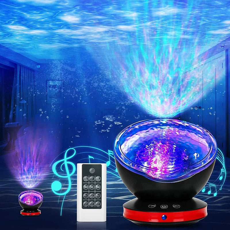 Ocean Wave Projector,360°Roting 8 Lighting Modes,Sunroof Projector with 6 Sleep Aids,Remote Control LED Projector Light,Timing Function,Room Projector Suitable for Children,Bedroom,Living Room(Black)