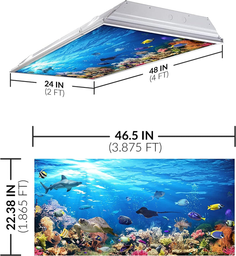 Octo Lights Fluorescent Light Covers for Ceiling Lights Classroom 2X4 (22.38In X 46.5In) Improve Focus, Eliminate Headaches, Provide Florescent Light Relief - Ocean 009 Home & Garden > Pool & Spa > Pool & Spa Accessories OCTO LIGHTS   