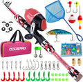 ODDSPRO Kids Fishing Pole - Kids Fishing Starter Kit - with Tackle Box, Reel, Practice Plug, Beginner'S Guide and Travel Bag for Boys, Girls Sporting Goods > Outdoor Recreation > Fishing > Fishing Rods ODDSPRO Pink+Net 1.2M 3.94Ft 