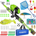 ODDSPRO Kids Fishing Pole - Kids Fishing Starter Kit - with Tackle Box, Reel, Practice Plug, Beginner'S Guide and Travel Bag for Boys, Girls Sporting Goods > Outdoor Recreation > Fishing > Fishing Rods ODDSPRO Green+Net 1.5M 4.92Ft 