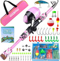 ODDSPRO Kids Fishing Pole Pink, Portable Telescopic Fishing Rod and Reel Combo Kit - with Spincast Fishing Reel Tackle Box for Girls, Youth Sporting Goods > Outdoor Recreation > Fishing > Fishing Rods ODDSPRO Pink-Style 2 1.8M 5.91Ft 