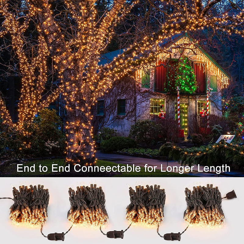ODEETRONIC Clear Christmas Lights String, 21.63Ft 100 Count Incandescent Brown Wire String Lights, UL Certified Outdoor Christmas Lights, Connectable Indoor Tree Lights for Wedding Party, Warm White Home & Garden > Lighting > Light Ropes & Strings ODEETRONIC   