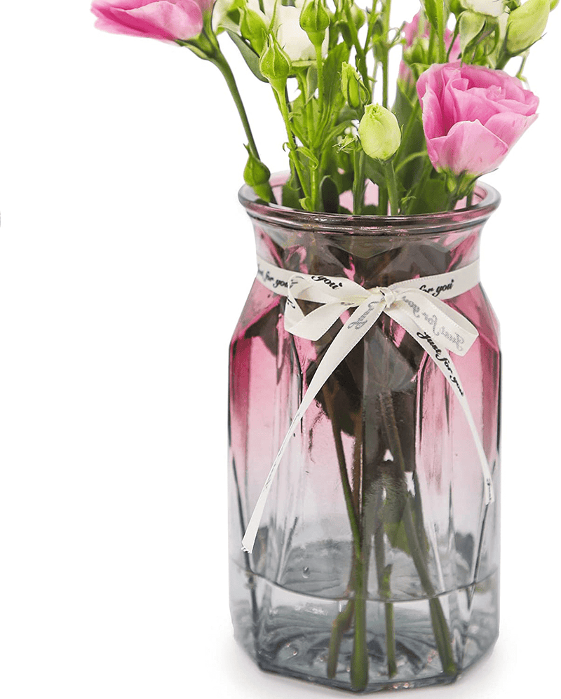 OFFIDIX Glass Vase, Geometric Faceted Design Flower Vase for Weddings, Events, Decorating, Arrangements, Office, or Home Decor Home & Garden > Decor > Vases OFFIDIX G-wine Red Gray Gradient  