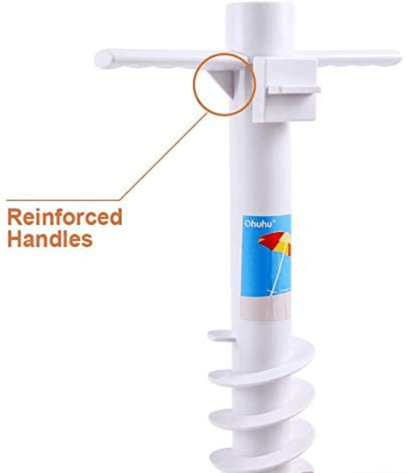 Ohuhu Beach Umbrella Sand Anchor Stand Holder with 5-Spiral Screw, One Size Fits All Beach Umbrella for Sand Heavy Duty Wind