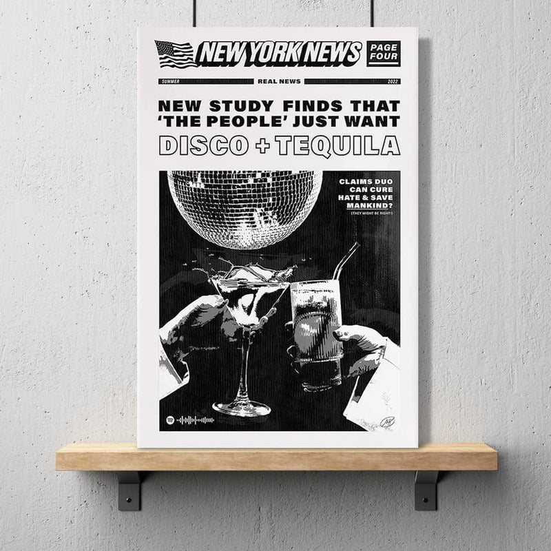 OIOANA Vintage Music Aesthetics Poster Prints Funny Black and White New York News Canvas Wall Art Humor Quotes Poster Trendy Retro Party Wall Decor for Living Room 16X24In Unframed