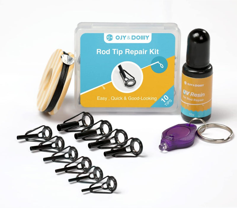 OJY&DOIIIY Fishing Rod Tip Repair Kit with Glue,Complete Supplies for Fishing Pole Tip Replacement with Fishing Rod Epoxy,Tip Top Eyelets and Wrapping Thread Sporting Goods > Outdoor Recreation > Fishing > Fishing Rods OJYDOIIIY Uv-cured-kit  
