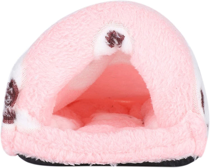 OKJHFD Small Animal Pets Beds Winter Hamster Warm House Rabbit Guinea Pig Bed House Cage Nest Hamster Accessories,Pink,Three Size (L)
