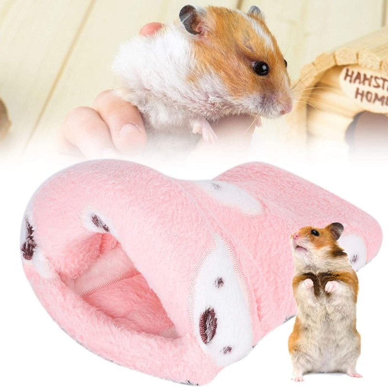 OKJHFD Small Animal Pets Beds Winter Hamster Warm House Rabbit Guinea Pig Bed House Cage Nest Hamster Accessories,Pink,Three Size (L)