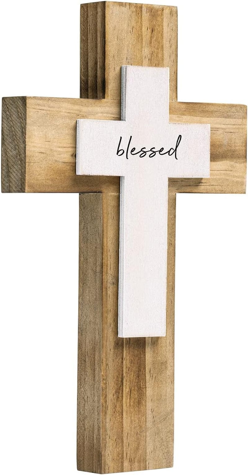 OKSQW Wall Wooden Cross Christians Cross Spiritual Religious Cross Gifts with Hook on Hanging Wall or Table with Blessed for Church Home Room Decoration for Christmas Cross（5 Colors Available… Home & Garden > Decor > Seasonal & Holiday Decorations OKSQW Blessed wood color  