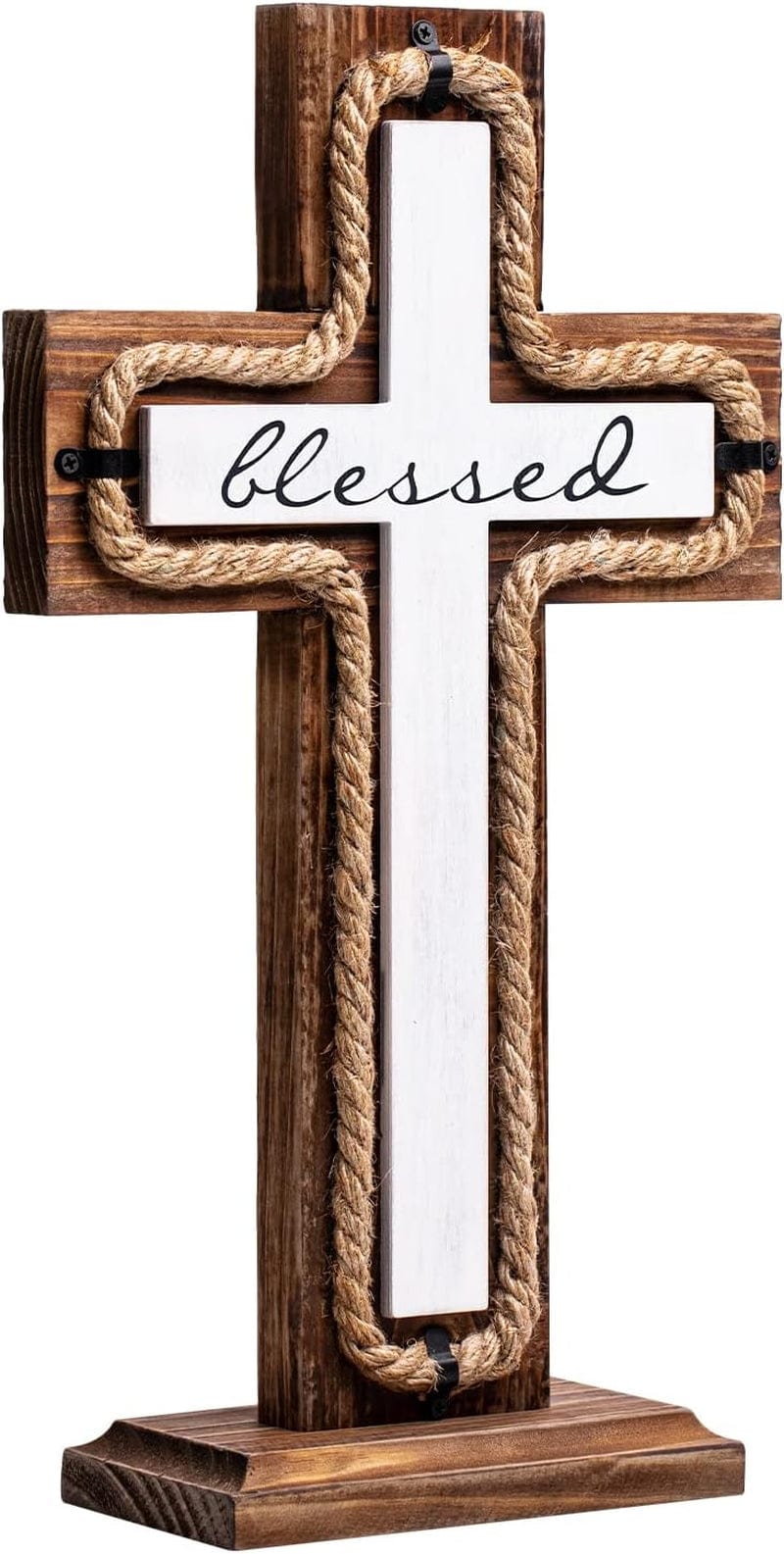OKSQW Wall Wooden Cross Christians Cross Spiritual Religious Cross Gifts with Hook on Hanging Wall or Table with Blessed for Church Home Room Decoration for Christmas Cross（5 Colors Available… Home & Garden > Decor > Seasonal & Holiday Decorations OKSQW Blessed White  