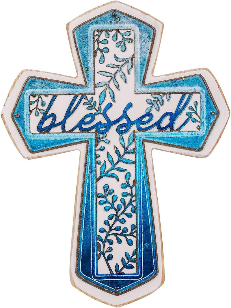 OKSQW Wall Wooden Cross Christians Cross Spiritual Religious Cross Gifts with Hook on Hanging Wall or Table with Blessed for Church Home Room Decoration for Christmas Cross（5 Colors Available… Home & Garden > Decor > Seasonal & Holiday Decorations OKSQW Blue Blessed Iron Style  