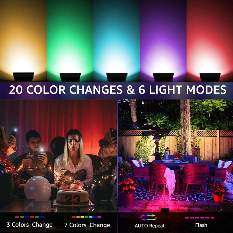 Olafus 15W RGB Flood Light, 4900 DIY Color Uplighting with 44 Key Remote, IP66 Stage Lights, Dimmable Color LED Lights, Floor Lights Uplights for Events Halloween Chirstmas Party Outdoor Indoor Decor