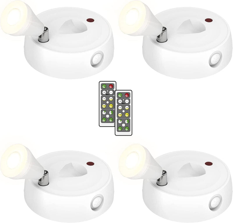 Olafus Spot Lights Indoor 4 Pack, Wireless Spotlight Battery Operated, Dimmable LED Accent Light with Remote, 4000K Neutral White Small Uplights Battery Mini Spotlights for Display Painting Closet Home & Garden > Lighting > Flood & Spot Lights Olafus Warm White  