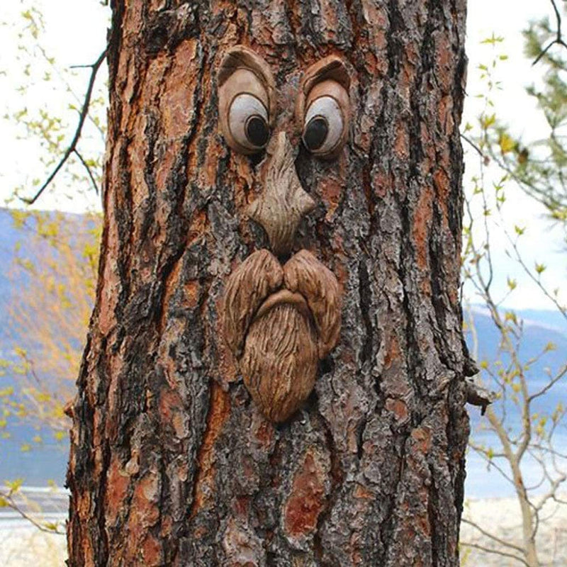 Old Man Tree Hugger,Bark Ghost Face Facial Features Decoration Tree Face Decor for Outdoor Funny Yard Art Garden Decorations for Easter Creative Props Home & Garden > Decor > Seasonal & Holiday Decorations Alvage A  