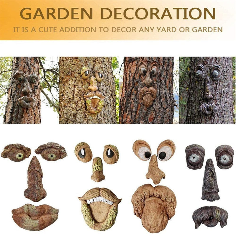 Old Man Tree Hugger,Bark Ghost Face Facial Features Decoration Tree Face Decor for Outdoor Funny Yard Art Garden Decorations for Easter Creative Props Home & Garden > Decor > Seasonal & Holiday Decorations Alvage   