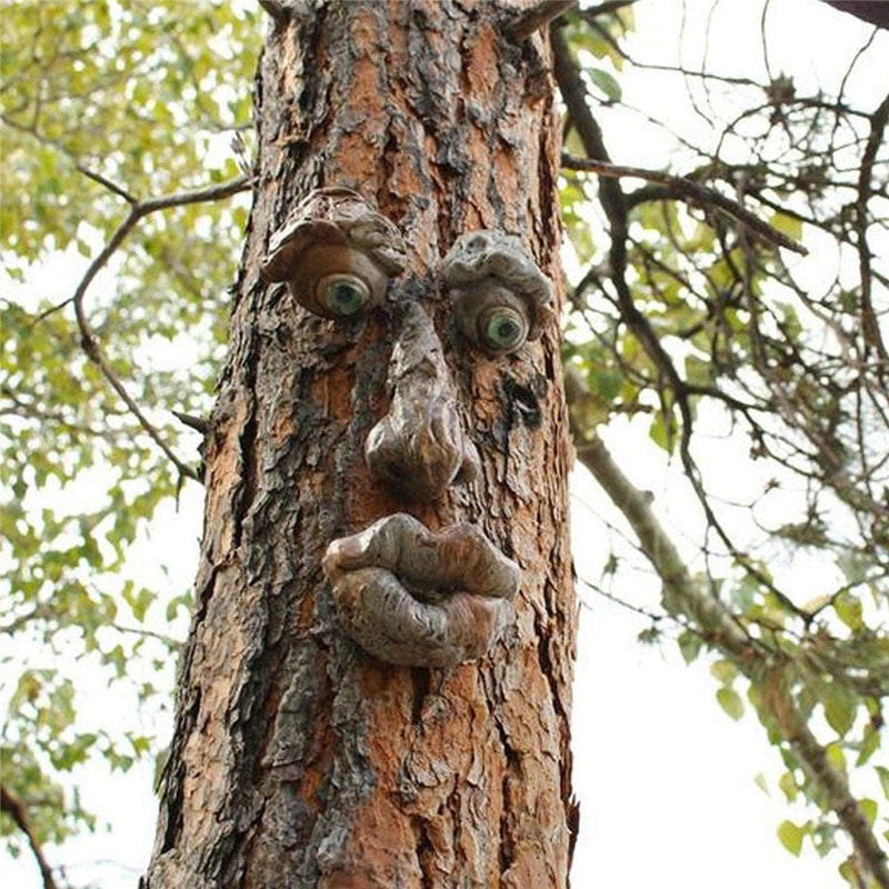 Old Man Tree Hugger,Bark Ghost Face Facial Features Decoration Tree Face Decor for Outdoor Funny Yard Art Garden Decorations for Easter Creative Props Home & Garden > Decor > Seasonal & Holiday Decorations Alvage B  