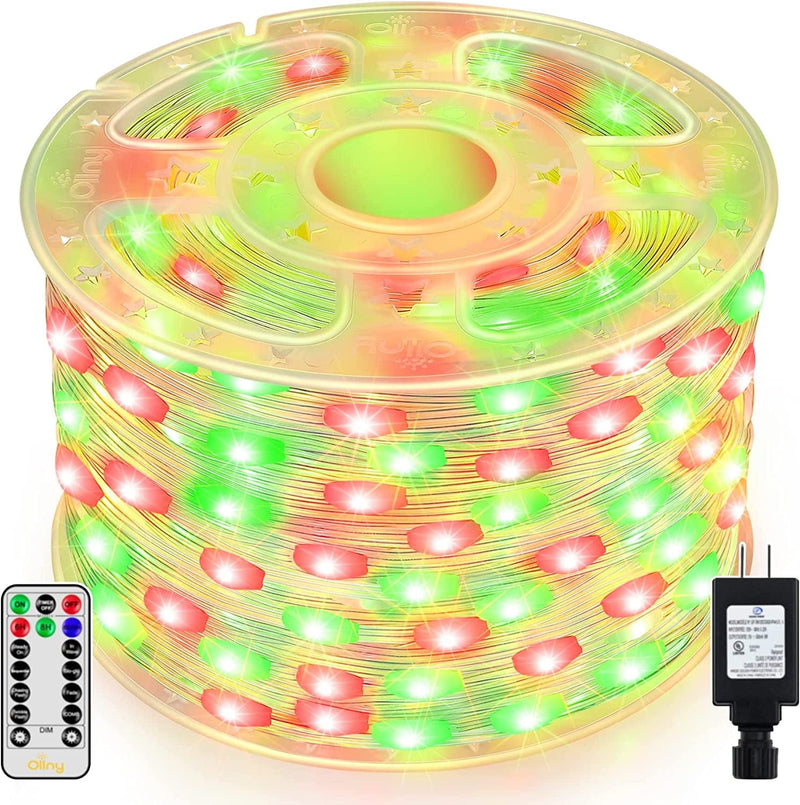 Ollny Christmas Lights Outdoor,400Led 130Ft Christmas Tree Lights, String Lights IP67 Waterproof 8 Modes Fairy Lights Plug in for Home Party Yard Indoor Decorations (Warm White) Home & Garden > Lighting > Light Ropes & Strings Ollny Red and Green  