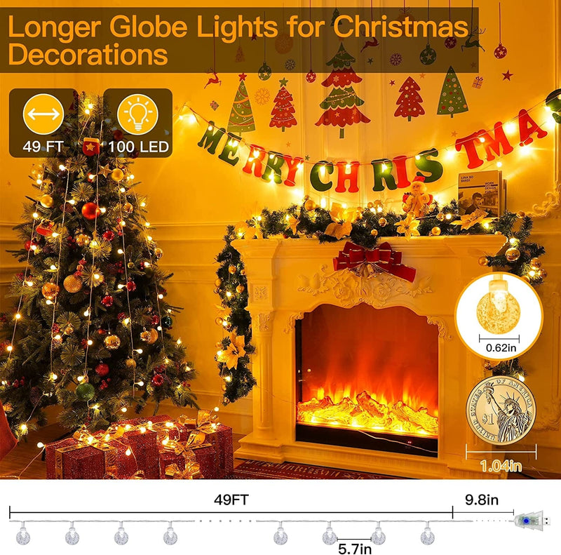 Ollny Christmas Lights Outdoor Waterproof, 11 Modes 49FT 100LED Globe String Lights - USB Color Changing, Timer, Indoor Lights with Remote for Xmas Tree Bedroom Camping Classroom Patio Decorations Home & Garden > Lighting > Light Ropes & Strings TAI ZHOU WAN CHANG ELECTRONIC TECHNOLOGY CO., LTD   