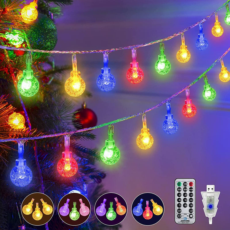 Ollny Christmas Lights Outdoor Waterproof, 11 Modes 49FT 100LED Globe String Lights - USB Color Changing, Timer, Indoor Lights with Remote for Xmas Tree Bedroom Camping Classroom Patio Decorations Home & Garden > Lighting > Light Ropes & Strings TAI ZHOU WAN CHANG ELECTRONIC TECHNOLOGY CO., LTD Globe string lights  