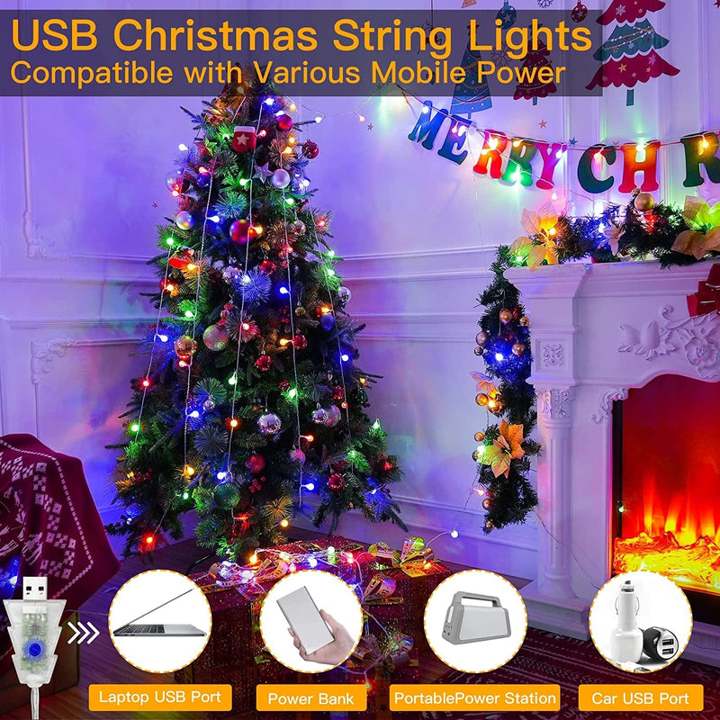 Ollny Christmas Lights Outdoor Waterproof, 11 Modes 49FT 100LED Globe String Lights - USB Color Changing, Timer, Indoor Lights with Remote for Xmas Tree Bedroom Camping Classroom Patio Decorations Home & Garden > Lighting > Light Ropes & Strings TAI ZHOU WAN CHANG ELECTRONIC TECHNOLOGY CO., LTD   