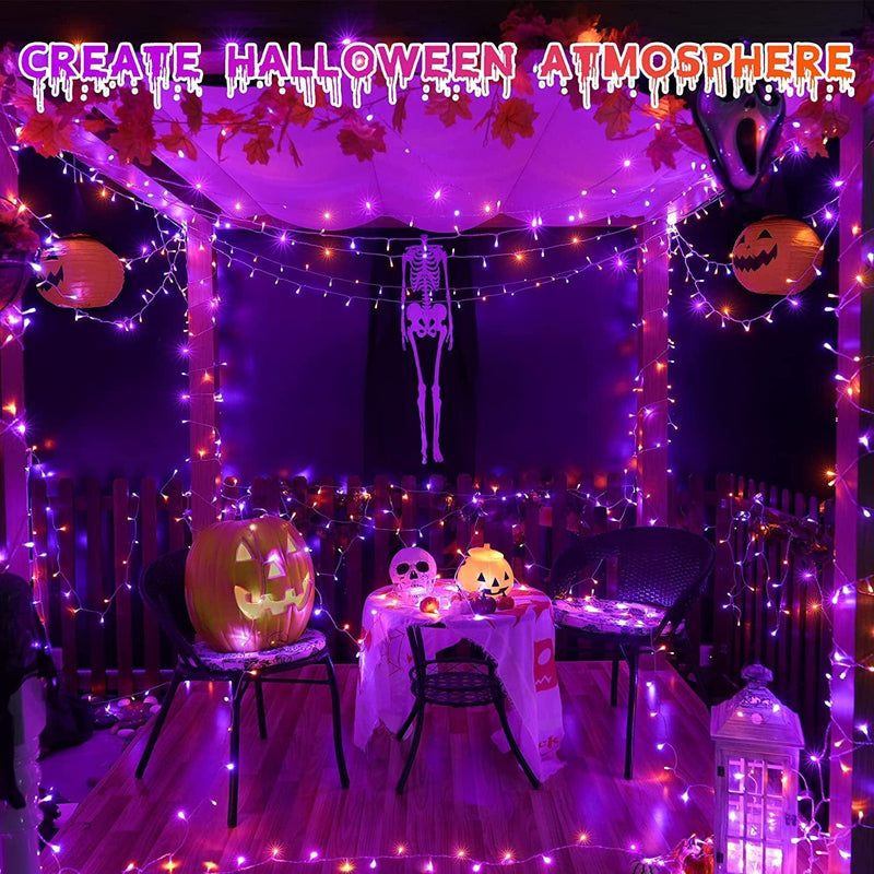 Ollny Halloween Lights Outdoor 240LED 80FT - Orange and Purple String Lights - 8 Modes IP44 Waterproof UL588 Timer Memory Plug in for Party Garden Yard Patio Tree Fence Indoor Halloween Decorations Home & Garden > Lighting > Light Ropes & Strings Linhai Hengguang lighting Co., LTD.   