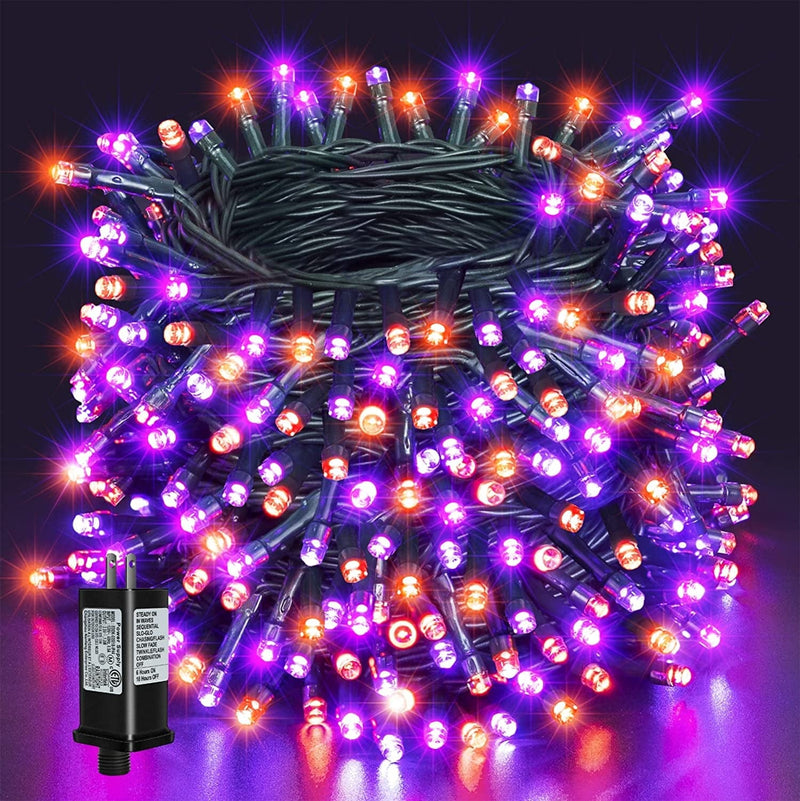 Ollny Halloween Lights Outdoor Decorations - 200LED 66FT Orange and Purple String Lights, IP44 Waterproof 8 Modes Timer Memory Plug in Halloween Fairy Lights for Indoor Holiday Party House Yard Tree Home & Garden > Lighting > Light Ropes & Strings Ollny   