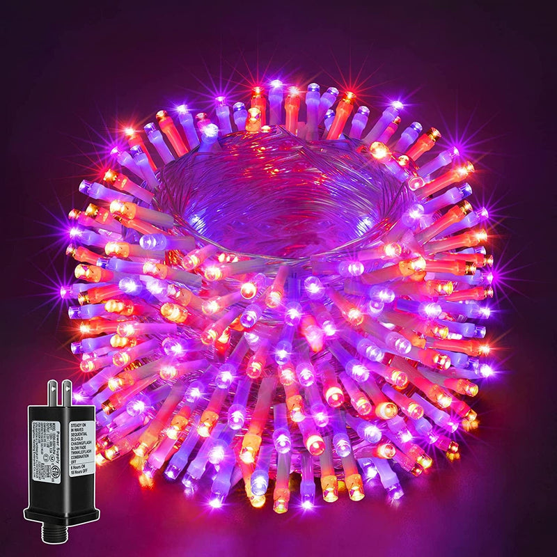 Ollny Halloween Lights Outdoor Decorations, 98Ft 300 LED Purple and Orange String Lights Plug in Halloween String Lights, 8 Modes, Timer, Waterproof Memory Indoor Lights for Party Yard Tree Home & Garden > Lighting > Light Ropes & Strings Ollny   