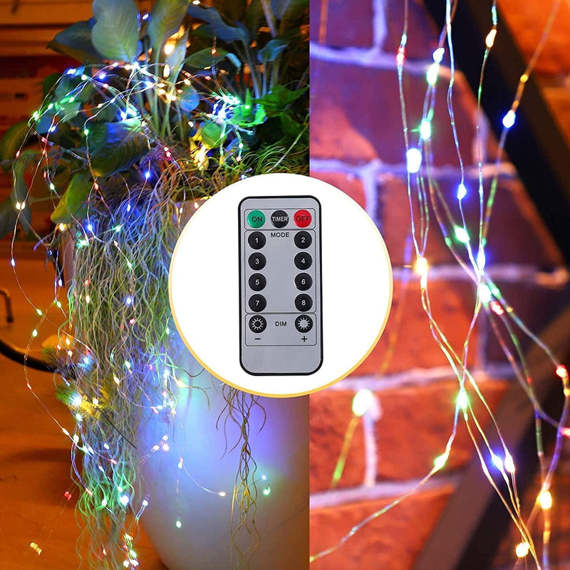Oluote String Fairy Lights, 8Modes 200Leds 10 Strand Cascading Waterfall Lights Battery Operated Waterproof String Lights for Outdoor&Indoor Watering Can Light Holiday Party Decoration(Multicolor) Home & Garden > Lighting > Light Ropes & Strings Oluote   