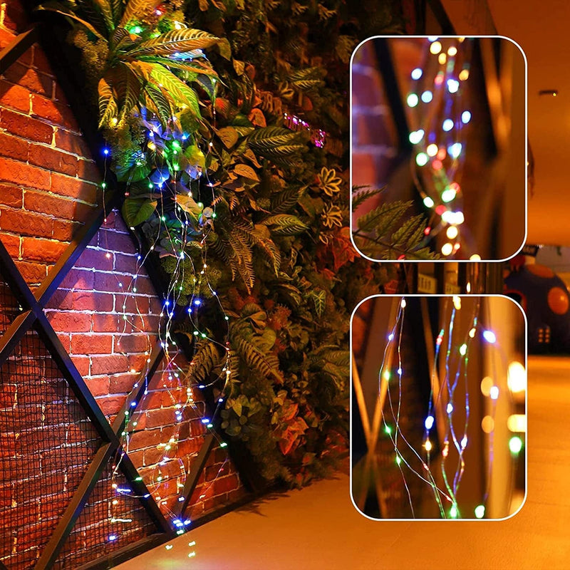 Oluote String Fairy Lights, 8Modes 200Leds 10 Strand Cascading Waterfall Lights Battery Operated Waterproof String Lights for Outdoor&Indoor Watering Can Light Holiday Party Decoration(Multicolor) Home & Garden > Lighting > Light Ropes & Strings Oluote   