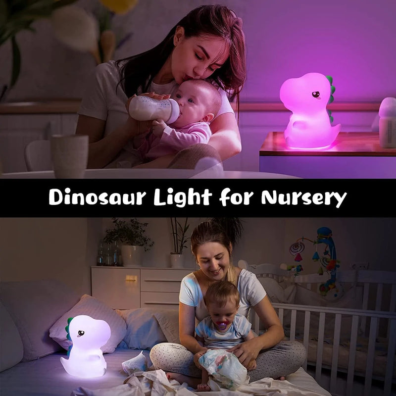 One Fire Dinosaur Night Light for Kids, 16 Color Changing Kids Night Light, Silicone Dinosaur Room Decor for Boys Night Light, Portable Battery Baby Night Light Dinosaur Lamp, Cute Lamp Dinosaur Gifts Home & Garden > Lighting > Night Lights & Ambient Lighting One Fire   