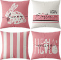 Onerisly Easter Pillow Covers 18X18, Bunny Eggs Carrots Throw Pillow Covers, Easter Decorations Couch Pillow Covers for Sofa Couch Bed Home Outdoor Car Home & Garden > Decor > Seasonal & Holiday Decorations Onerisly Pink 18x18inch 